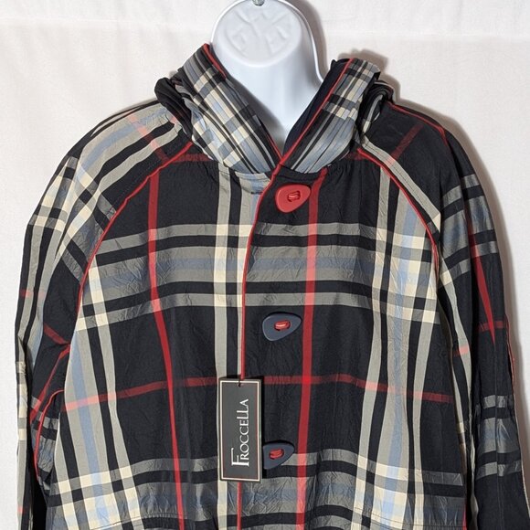 FROCCELLA Netherland NWT coat trench windbreaker Sz LARGE CHECKED HOOD OLD MONEY - Picture 2 of 14